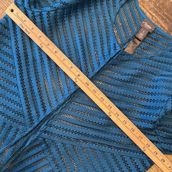 Chico's Women's Travelers Collection Pattern Strip Jacket Mercer Blue Size M/8 - Picture 7 of 11